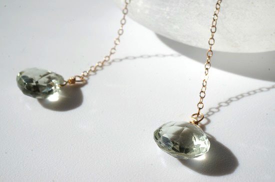 green amethyst・long pierced earrings