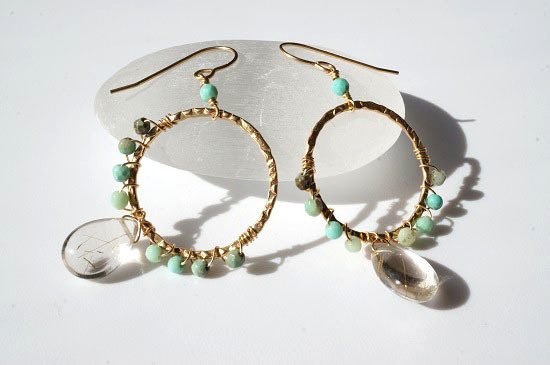 rutile quartz・circle pierced earrings