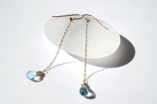 blue topaz・long pierced earrings