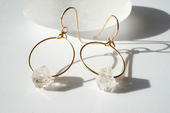 herkimer diamond・hoop earrings(large)