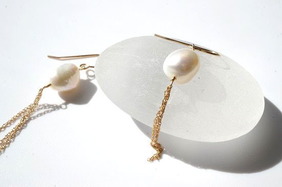 pearl・fringe earrings