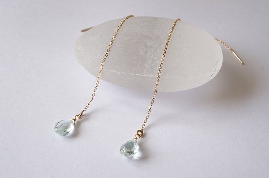 aquamarine ・long pierced earrings