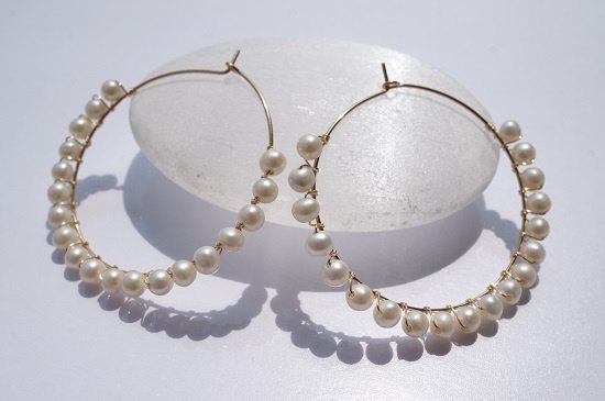 pearl・circle pierced earrings