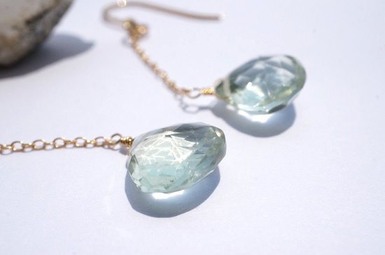 green amethyst・long pierced earrings