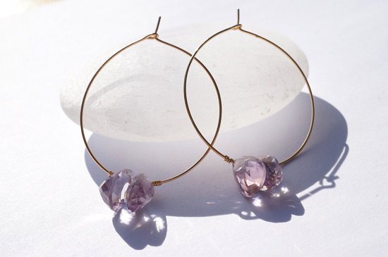 rose amethyst・butterfly earrings(二粒)